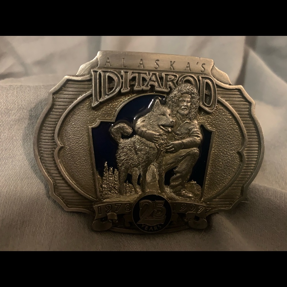 ALASKA IDITAROD 25 1997 SLED DOG BELT BUCKLE METAL